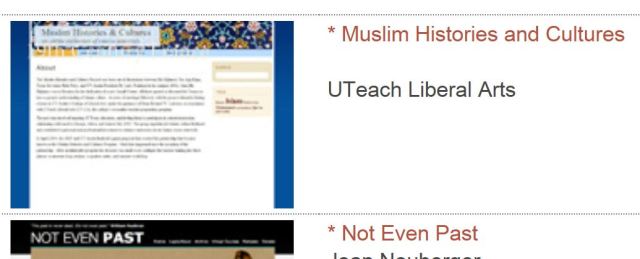 UT alphabetical Web offering for Muslim History.Cultures